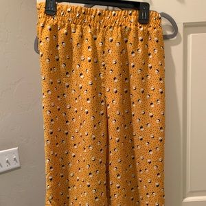 Button detail pants wide leg pants
